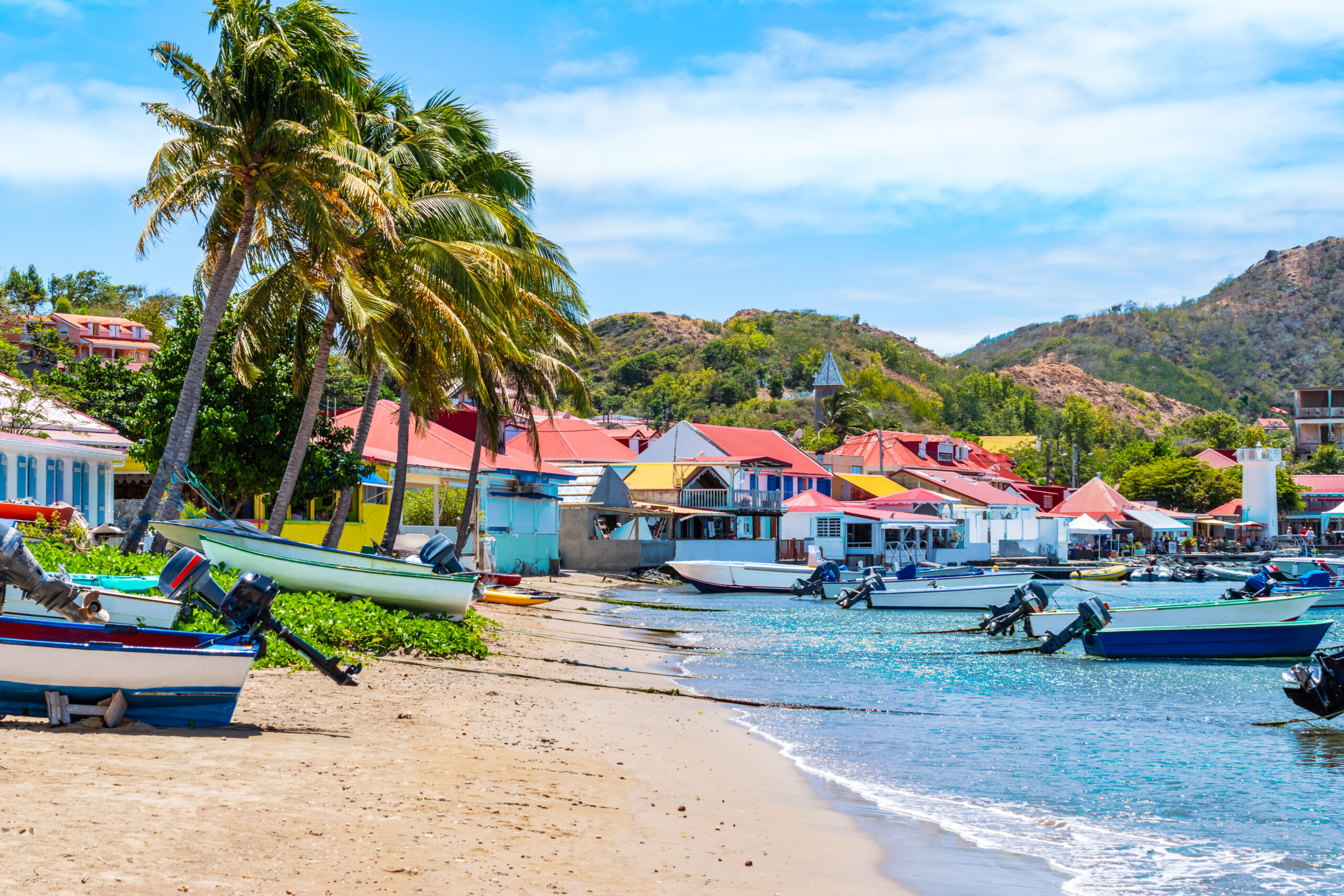 Beach at Harbor of Terre de Haut, Guadeloupe.